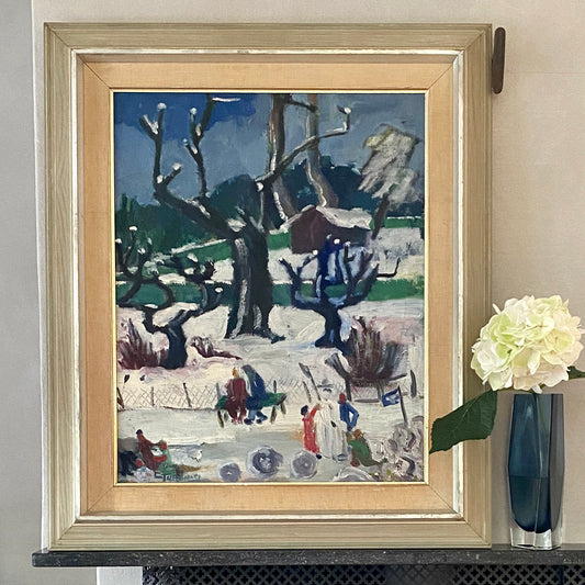 Mid Century Winter Landscape Painting By Greta Turén 1951