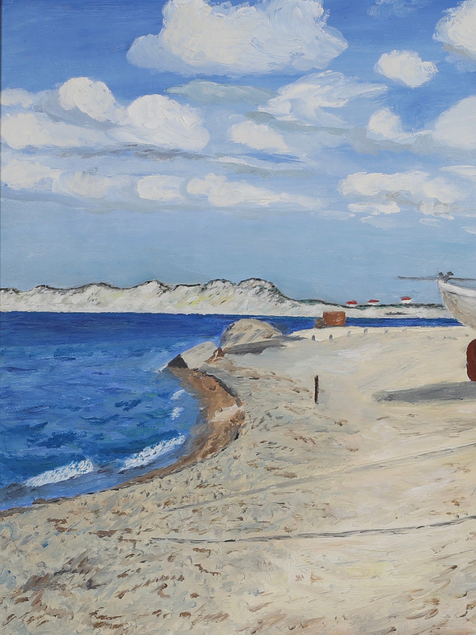 Mid Century Original Coastal Oil Painting From Sweden by E Ljungberg 1969