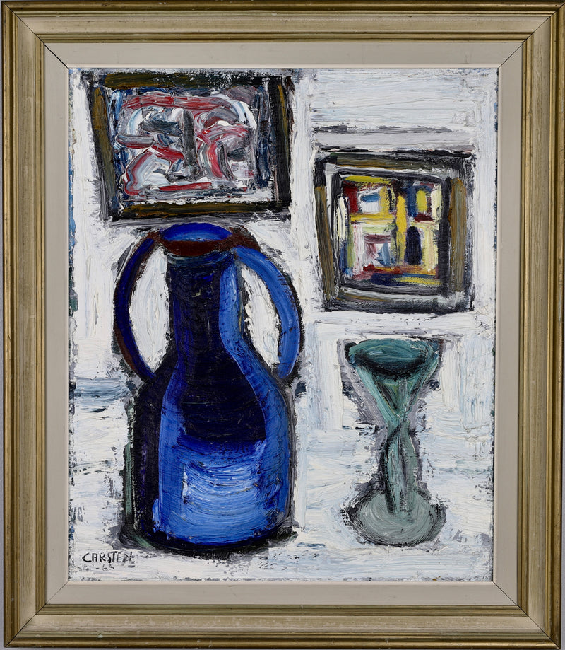 Mid Century Original Still Life Oil Painting from Sweden 1963