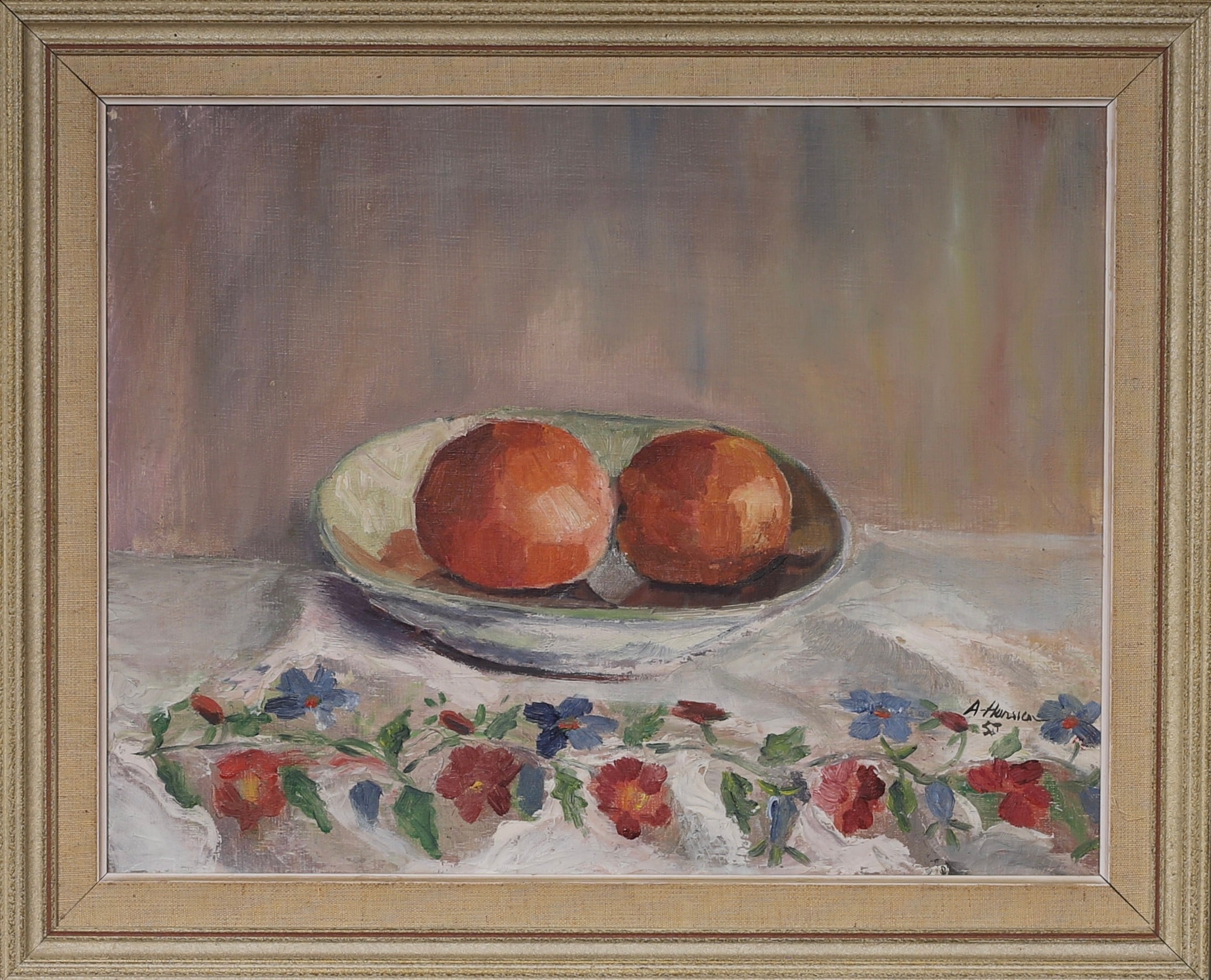 Swedish Vintage Art Still Life Oil Painting A HAnsson 1950