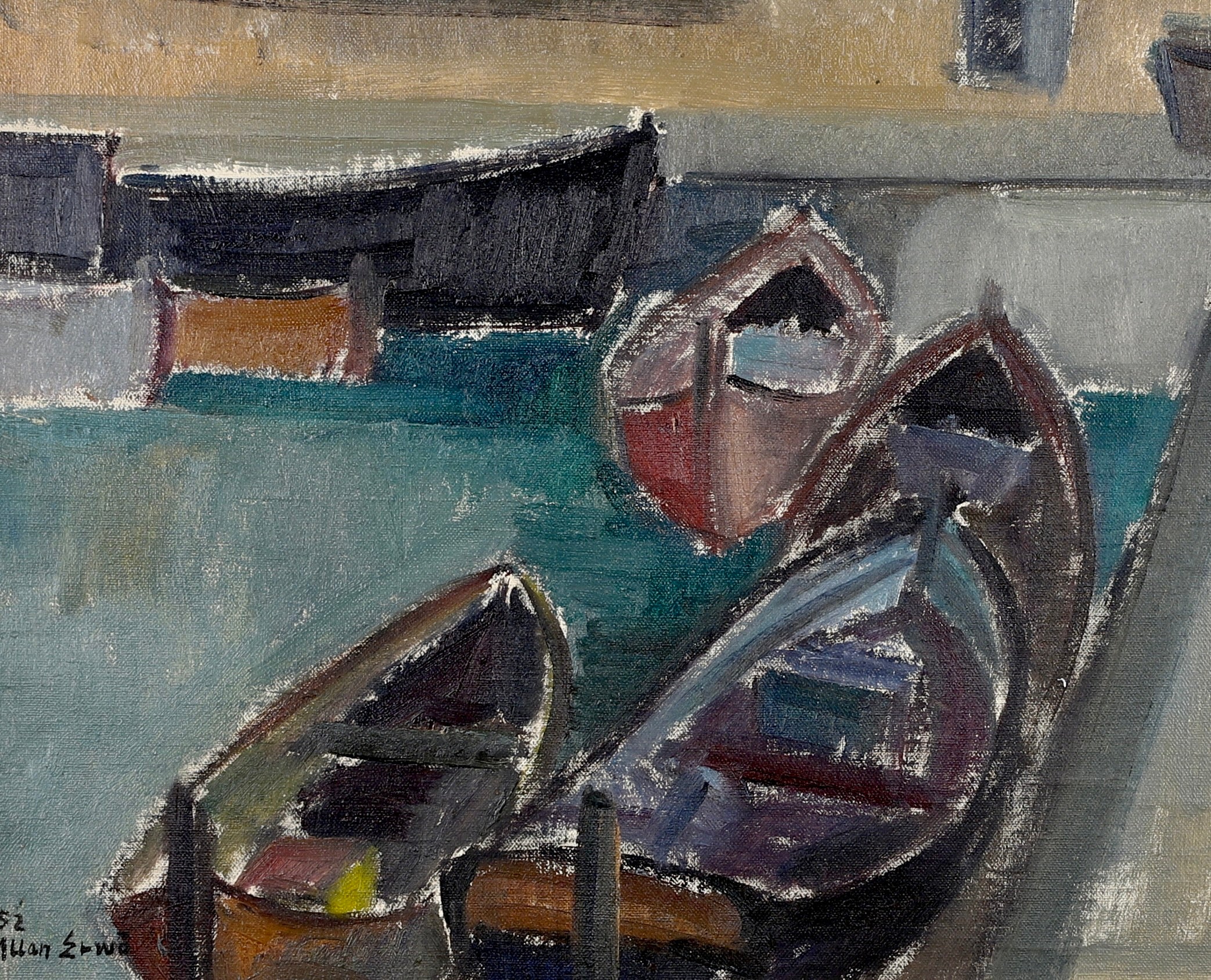 Mid Century Oil Painting By A Erwö Sweden