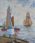 Load image into Gallery viewer, Mid Century Vintage Art Coastal Scene Oil Painting From Sweden
