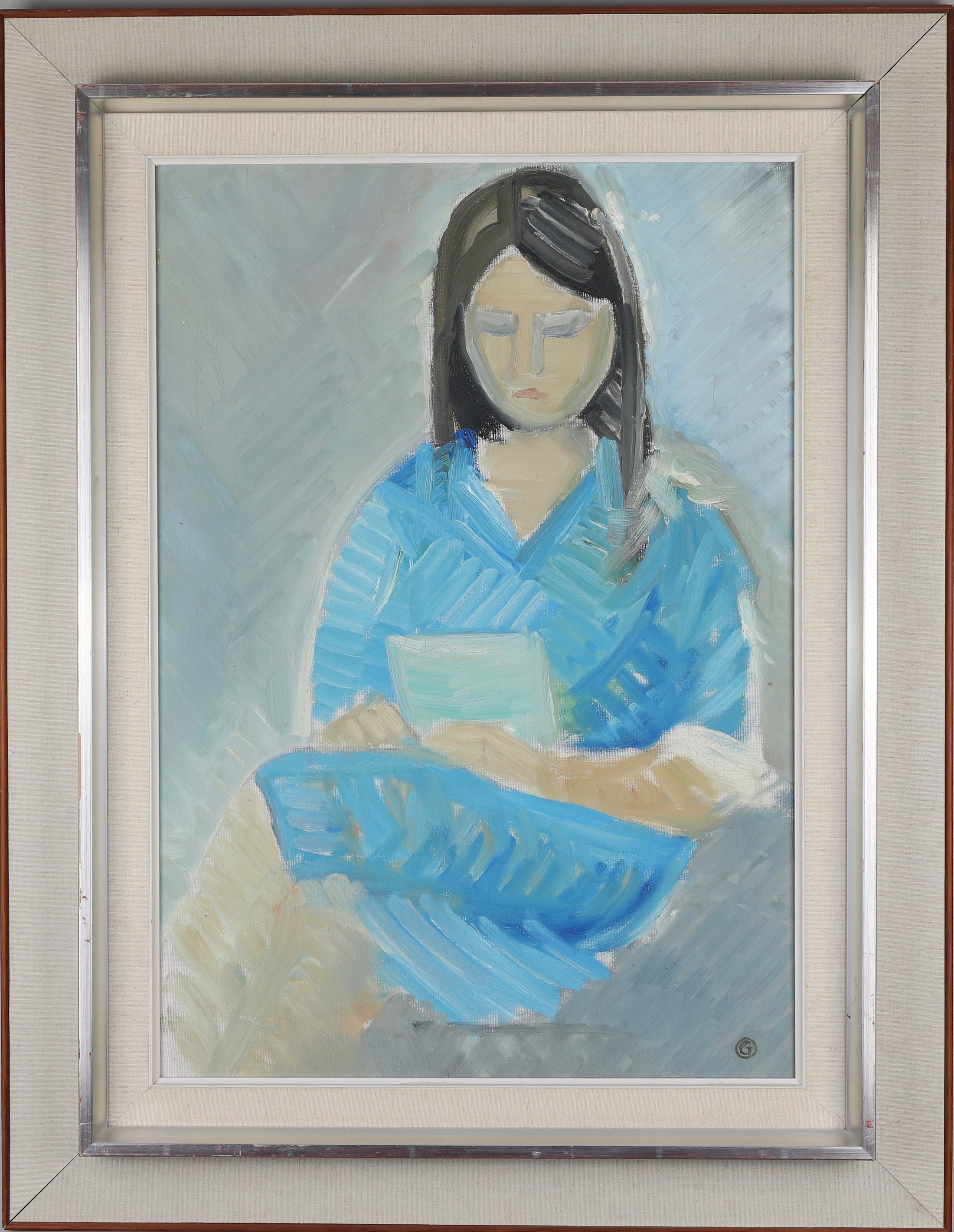 Mid Century Original Portrait Oil Painting From Sweden by O Gullberg