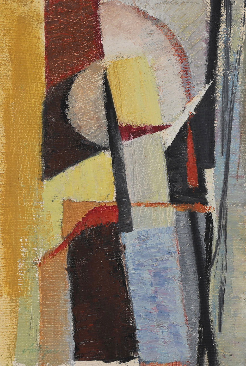 Mid Century Abstract Oil Painting From Sweden