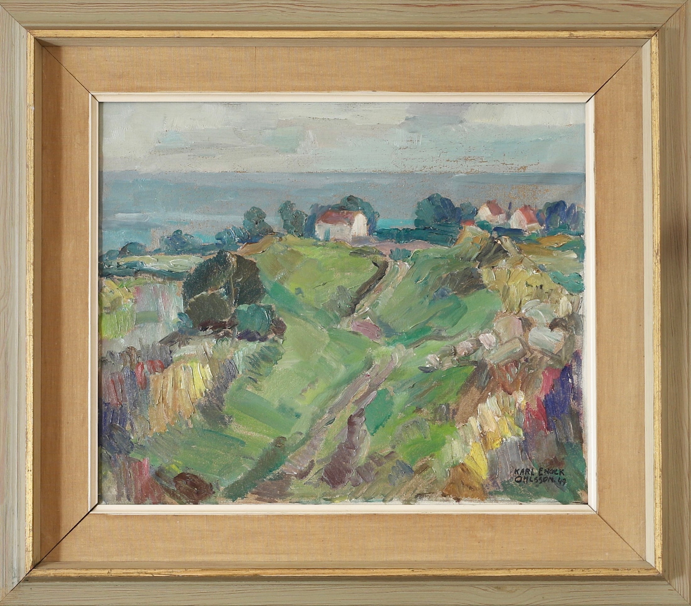 Mid Century Original Landscape Oil Painting By K Ohlsson Sweden