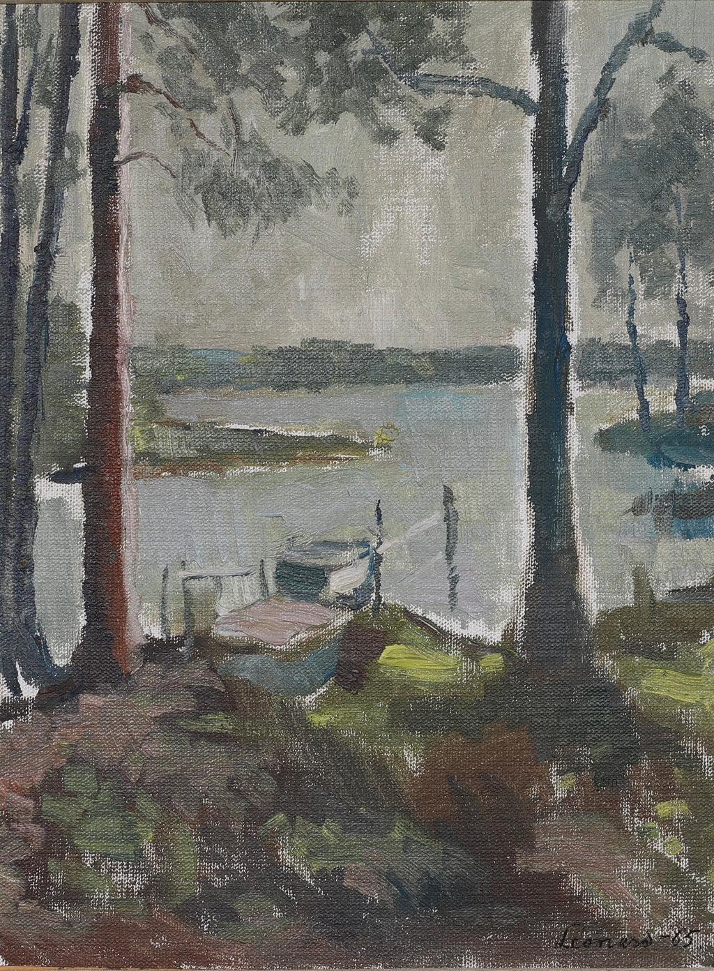 Vintage Original Landscape Oil Painting From Sweden By E Leonard 1965