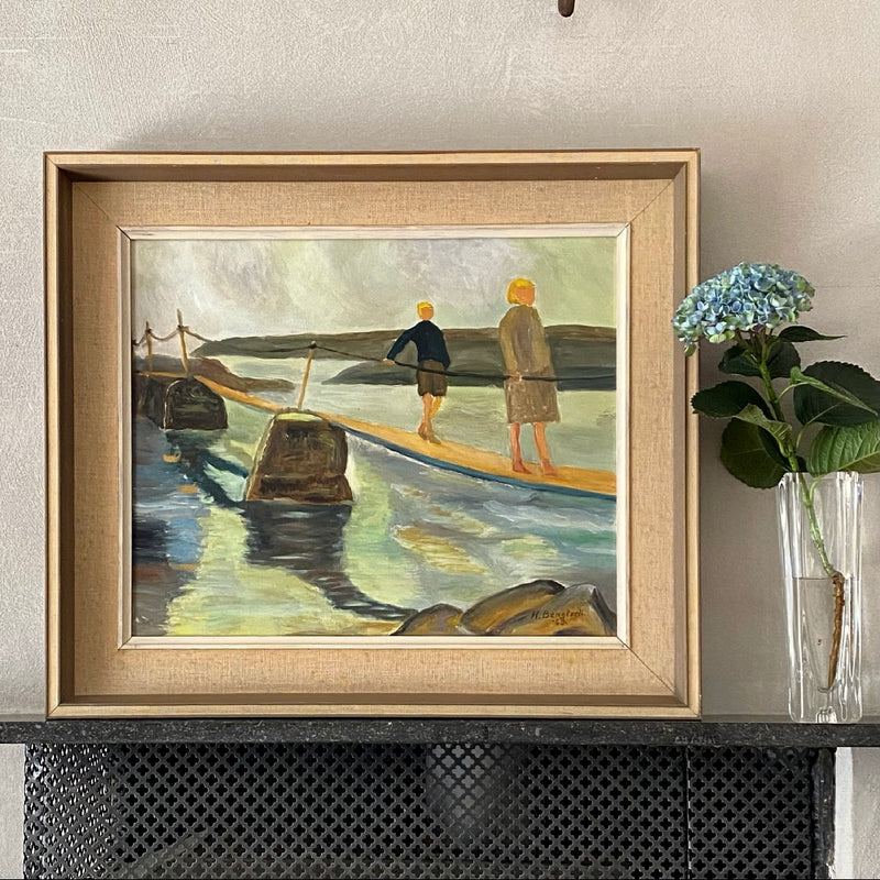 Vintage Mid Century Oil Painting By H Bengtzell Sweden 1963
