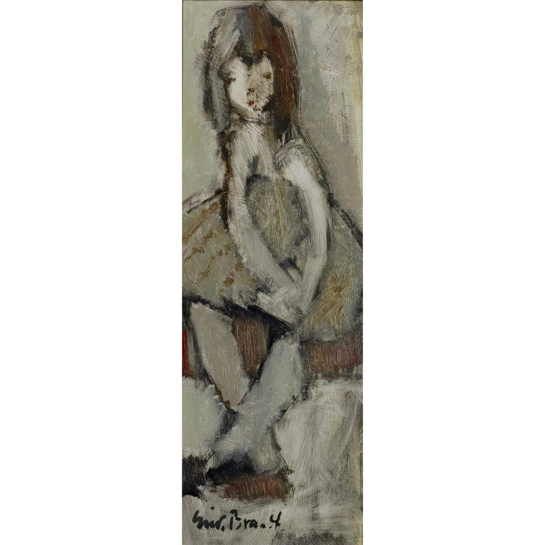 Vintage Portrait Oil Painting by Erik Brandt Sweden