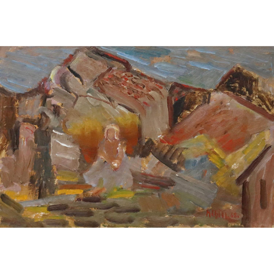 Framed Mid Century Landscape Oil Painting from Sweden