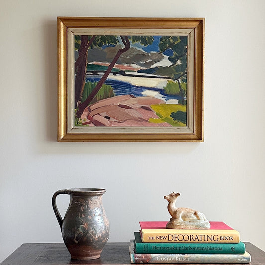 Vintage Art Original Landscape Oil Painting From Sweden by E Bystrom