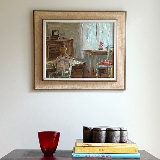 Vintage Art Room Mid Century Original Oil Painting from Sweden