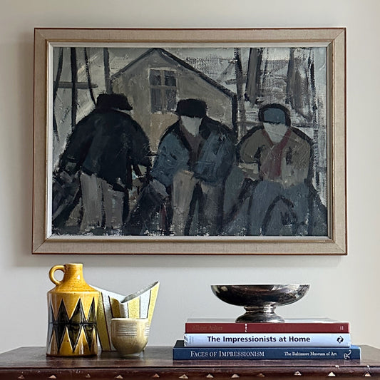 Mid Century Original Oil Painting From Sweden by K Christensen