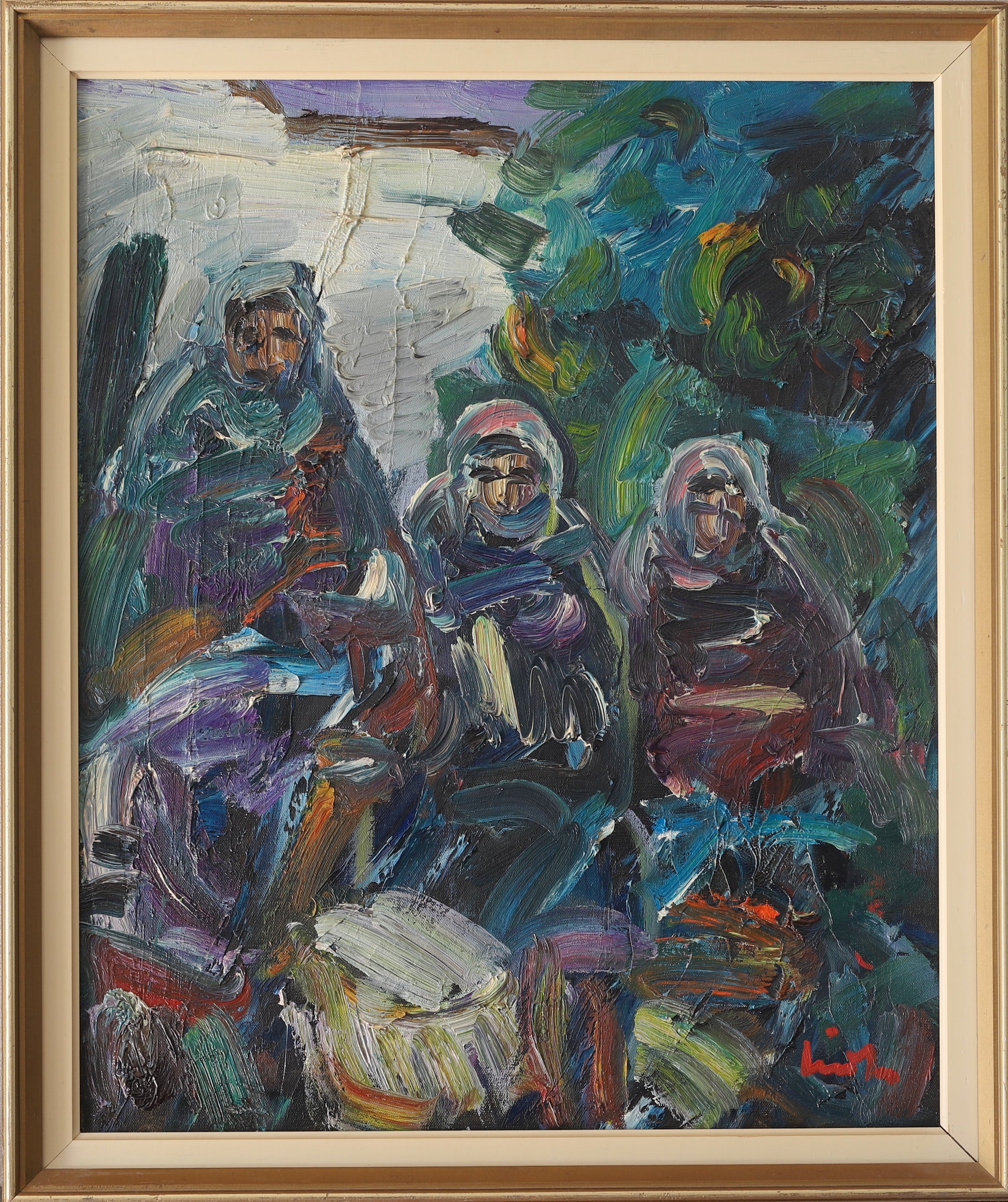 Vintage Mid Century Expressionist Oil Painting from Sweden