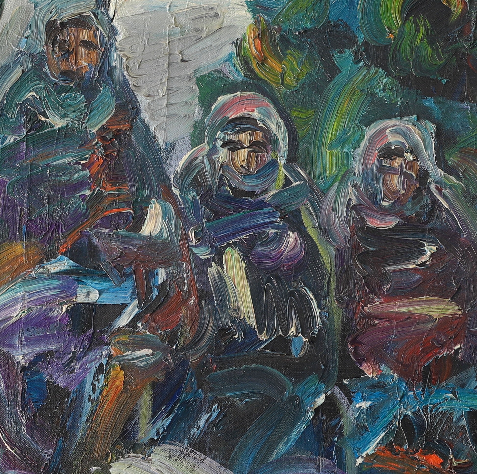 Vintage Mid Century Expressionist Oil Painting from Sweden