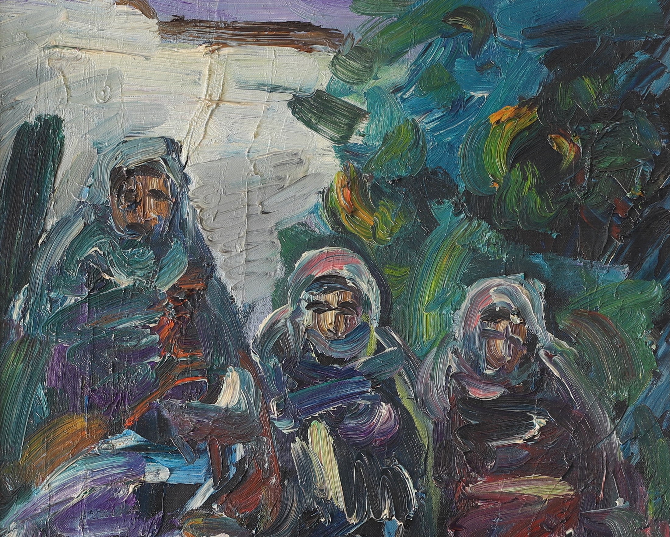 Vintage Mid Century Expressionist Oil Painting from Sweden