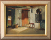 Mid Century Interior Oil Painting From Sweden By VO Schnach