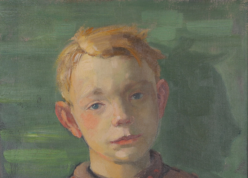 Vintage Mid Century Portrait Painting By E Fährm Sweden