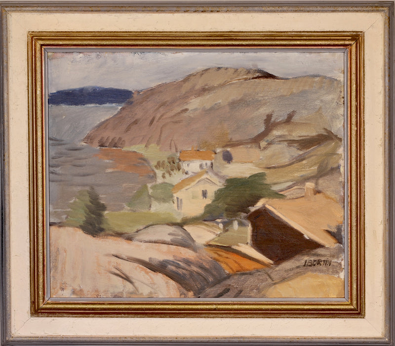 Mid Century Original Coastal Oil Painting From Sweden