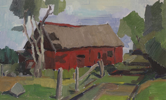 Mid Century Landscape Oil Painting From Sweden by P Flensburg
