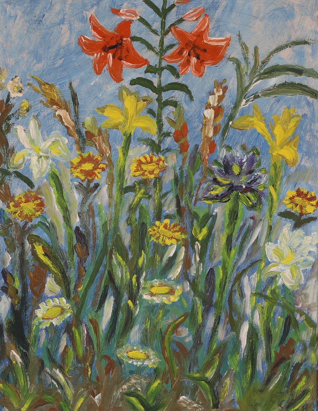 Colorful Vintage Original Floral Oil Painting From Sweden