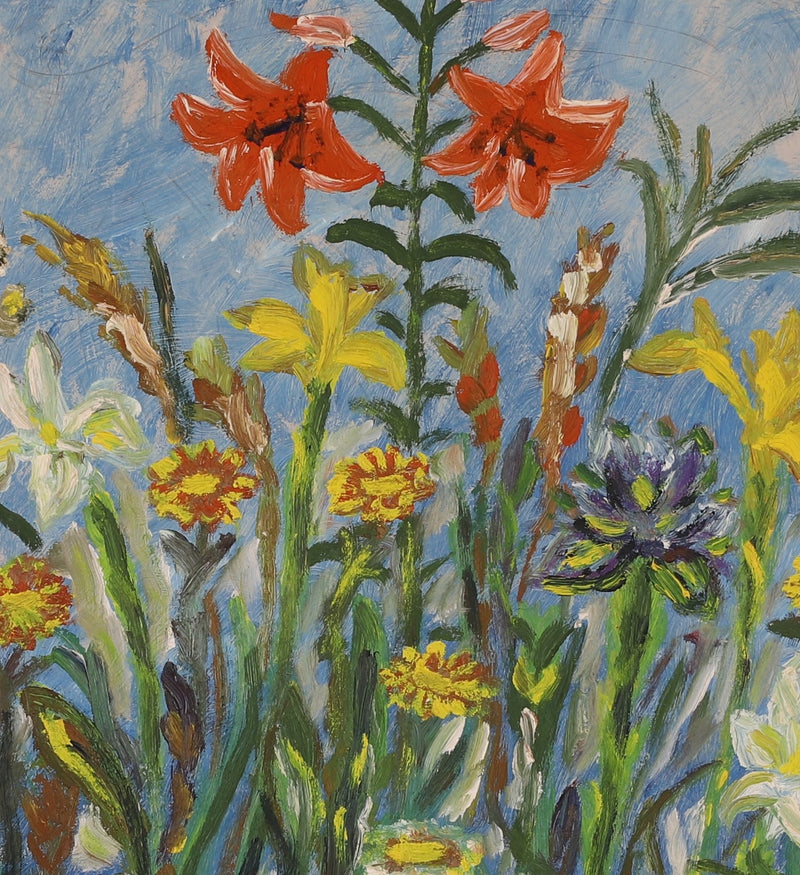 Colorful Vintage Original Floral Oil Painting From Sweden