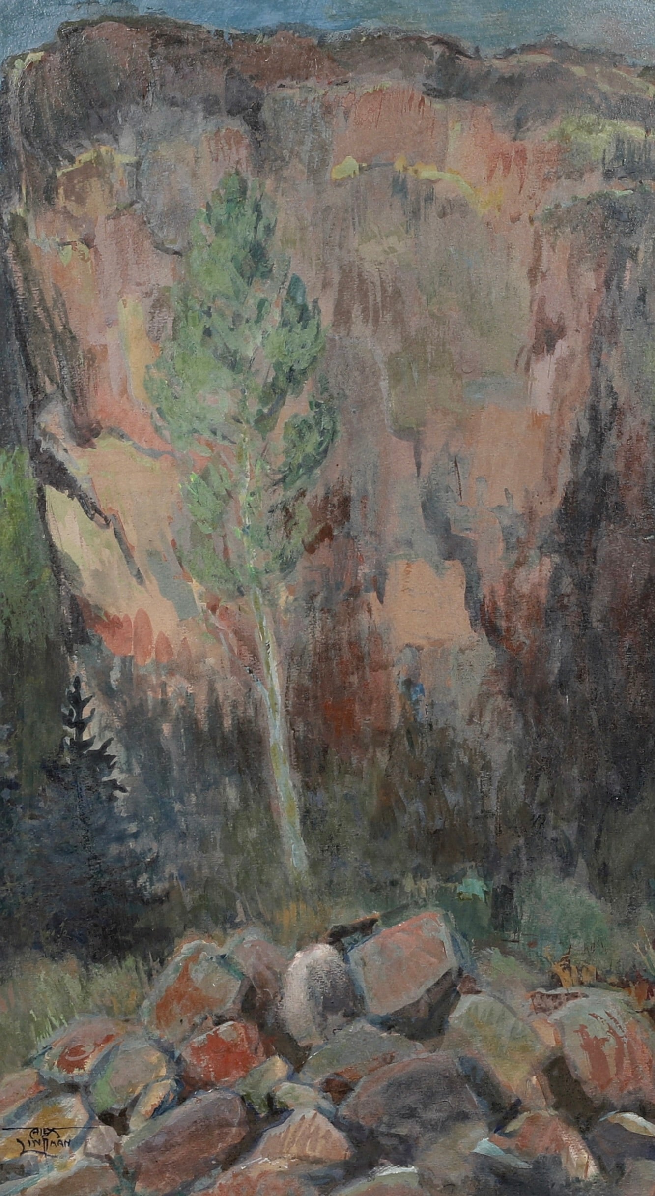Mid Century Original Landscape Oil Painting From Sweden by A Lindman