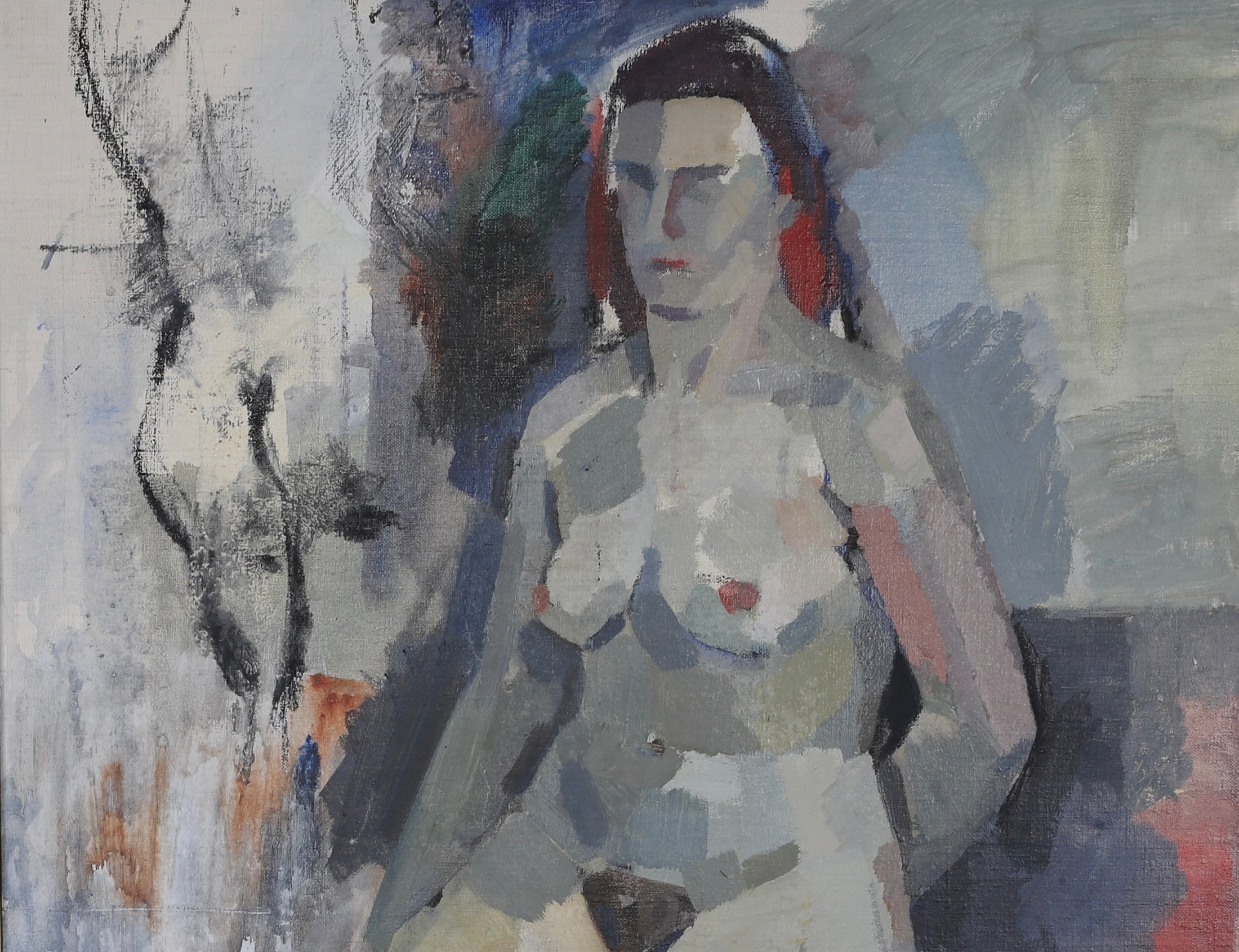 Original Vintage Figurative Oil Painting From Sweden by J Johnsson