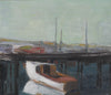 Original Vintage Art Oil Painting Of Harbor From Sweden