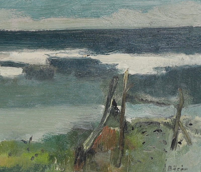 Vintage Seaside Oil Painting From Sweden by J Bören