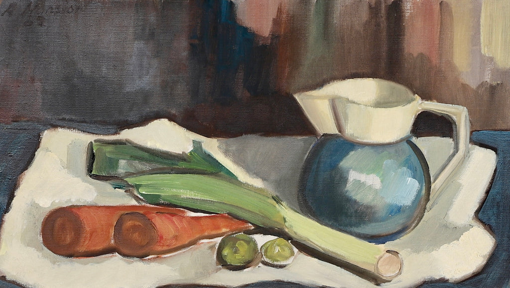 Vintage Mid Century Oil Painting Kitchen Still Life From Sweden 1962