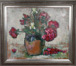 Vintage Mid Century Still Life Floral Oil Painting From Sweden