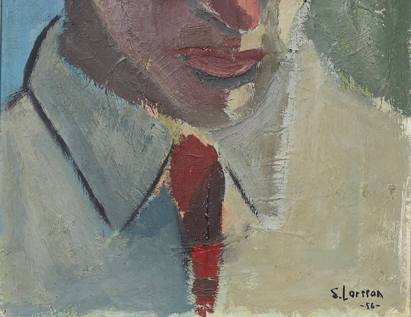 Swedish Vintage Portrait Oil Painting From Sweden By S Larsson 1956