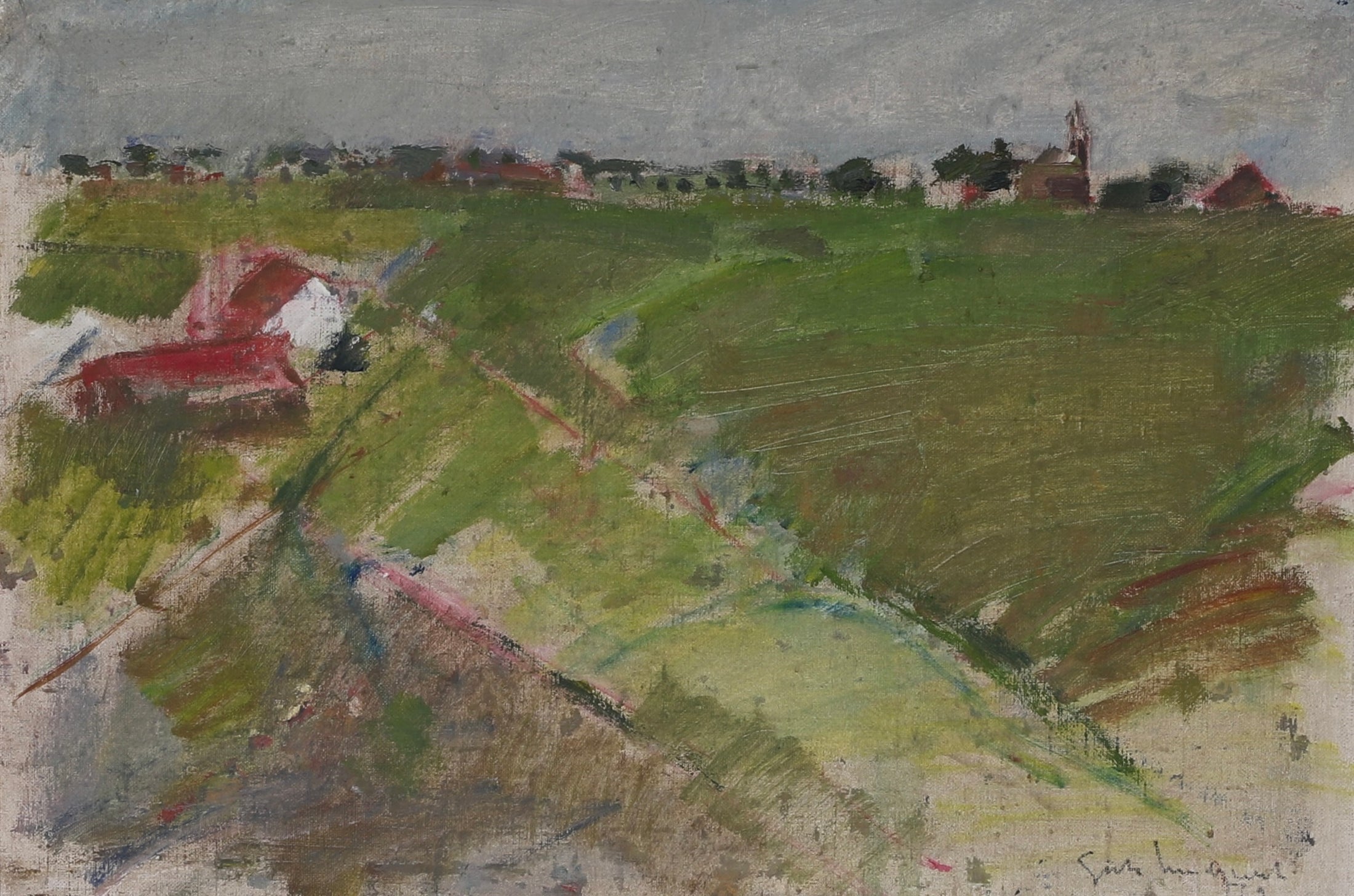 Vintage Art Room Landscape Oil Painting From Sweden by G Lindquist