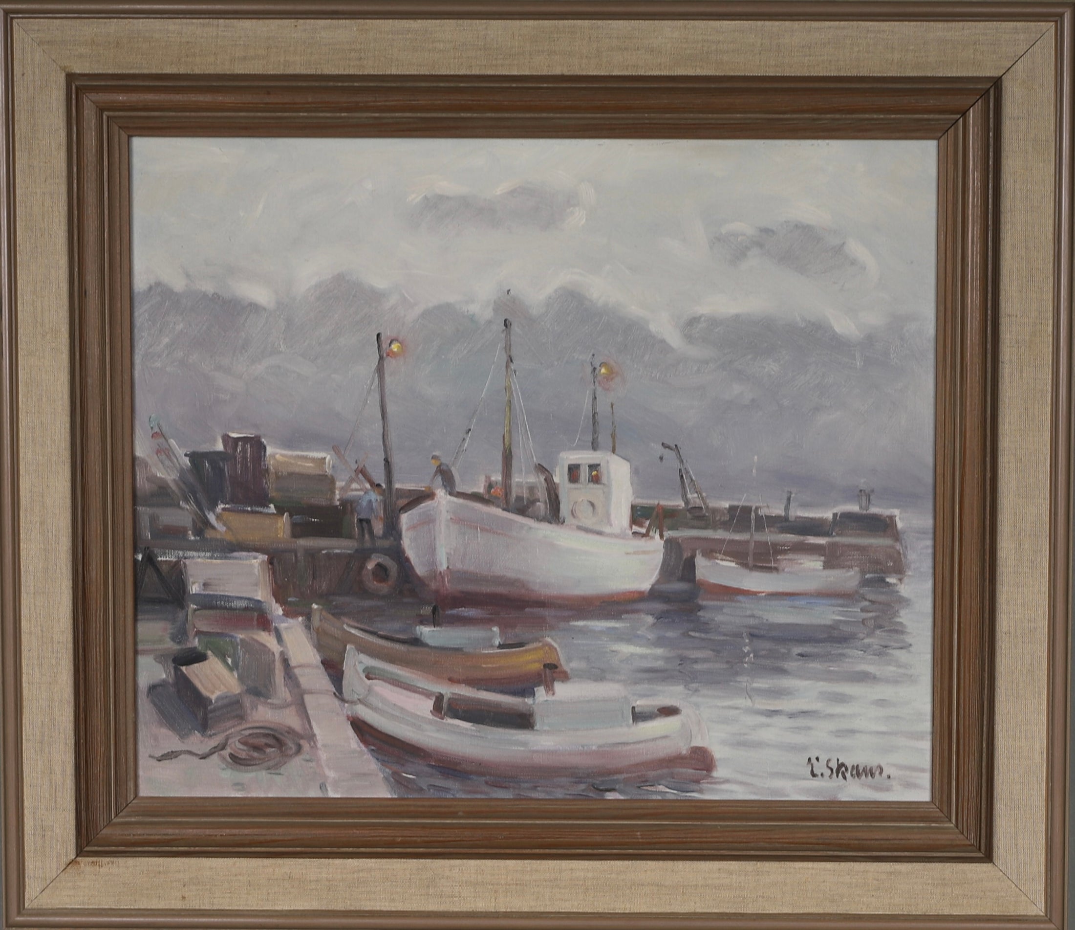 Mid Century Original Oil Painting From Sweden By E Skans