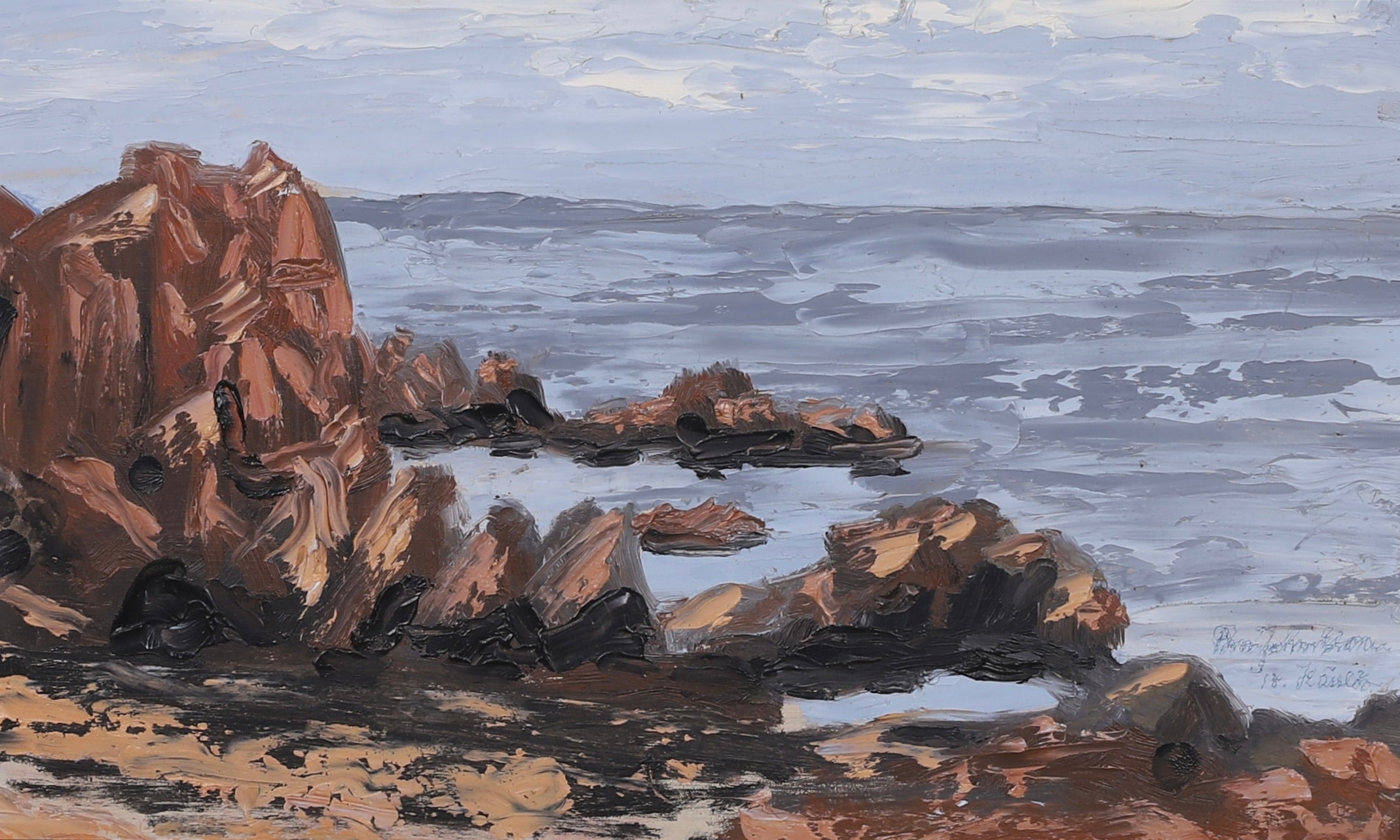 Vintage Mid Century Seascape Oil Painting From Sweden