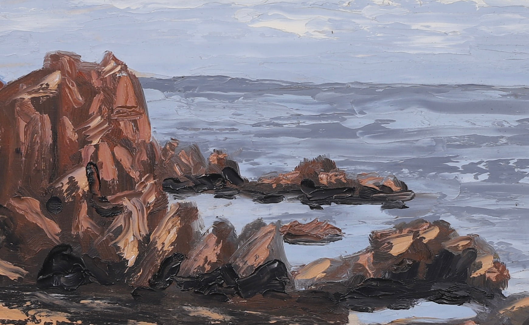 Vintage Mid Century Seascape Oil Painting From Sweden