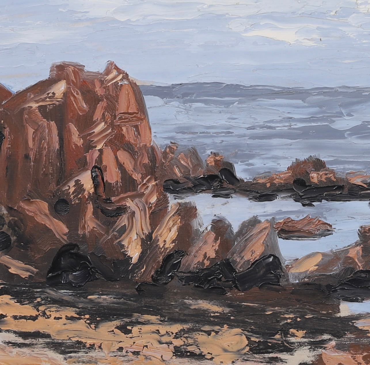 Vintage Mid Century Seascape Oil Painting From Sweden