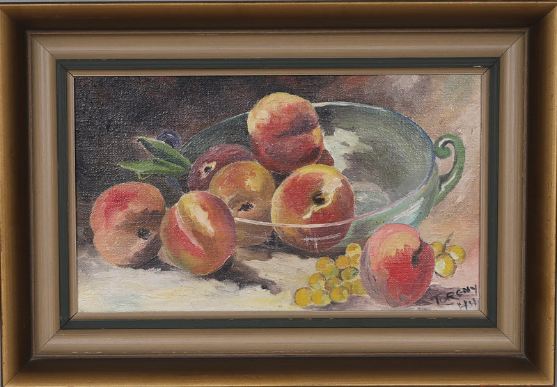 Vintage Mid Century Still Life Oil Painting By Torgny Sweden