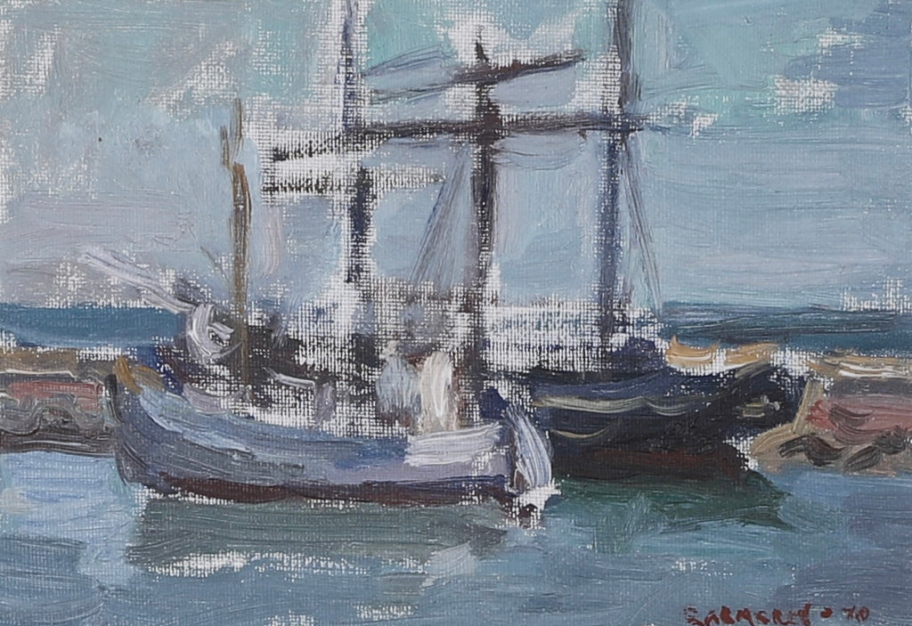 Mid Century Original Sailboat Oil Painting From Sweden