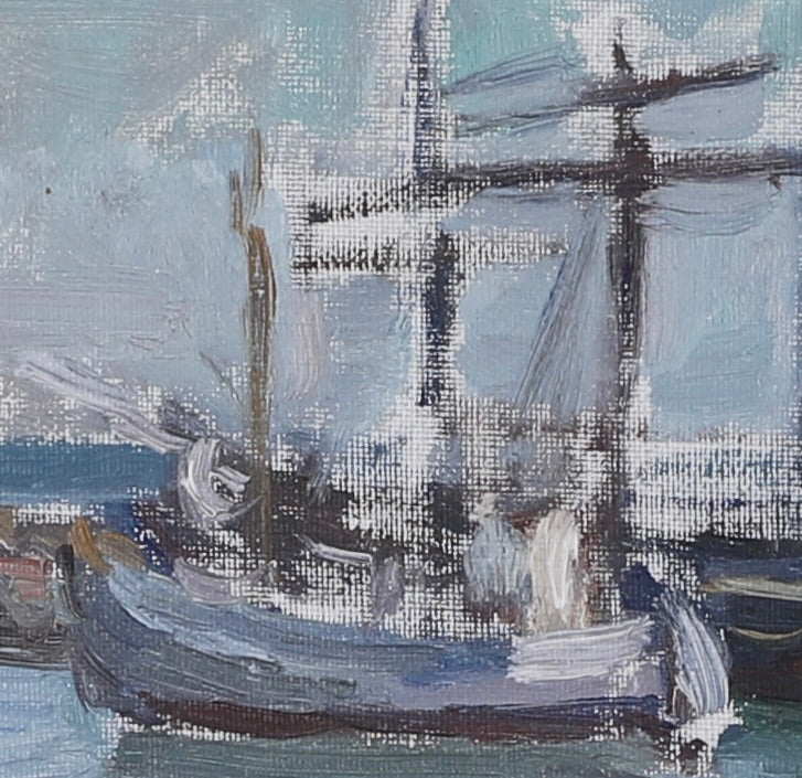 Mid Century Original Sailboat Oil Painting From Sweden