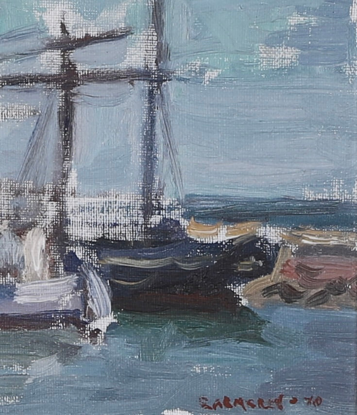 Mid Century Original Sailboat Oil Painting From Sweden