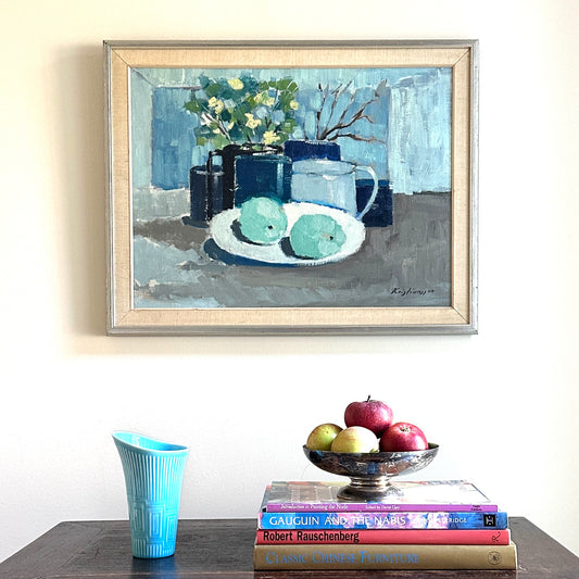 Mid Century Original Still Life Oil Painting From Sweden by Kristiansson