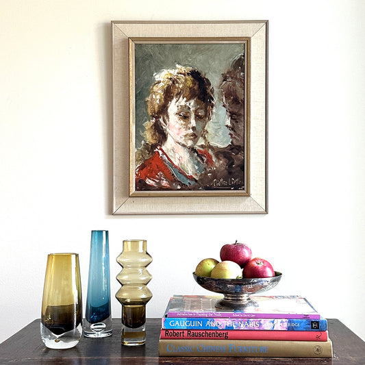 Swedish Vintage Woman's Portrait Oil Painting From Sweden