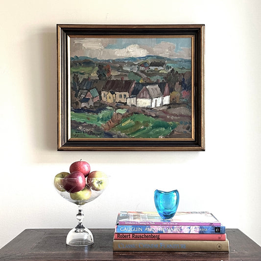 Mid Century Original Landscape Oil Painting By K Ohlsson Sweden 1935