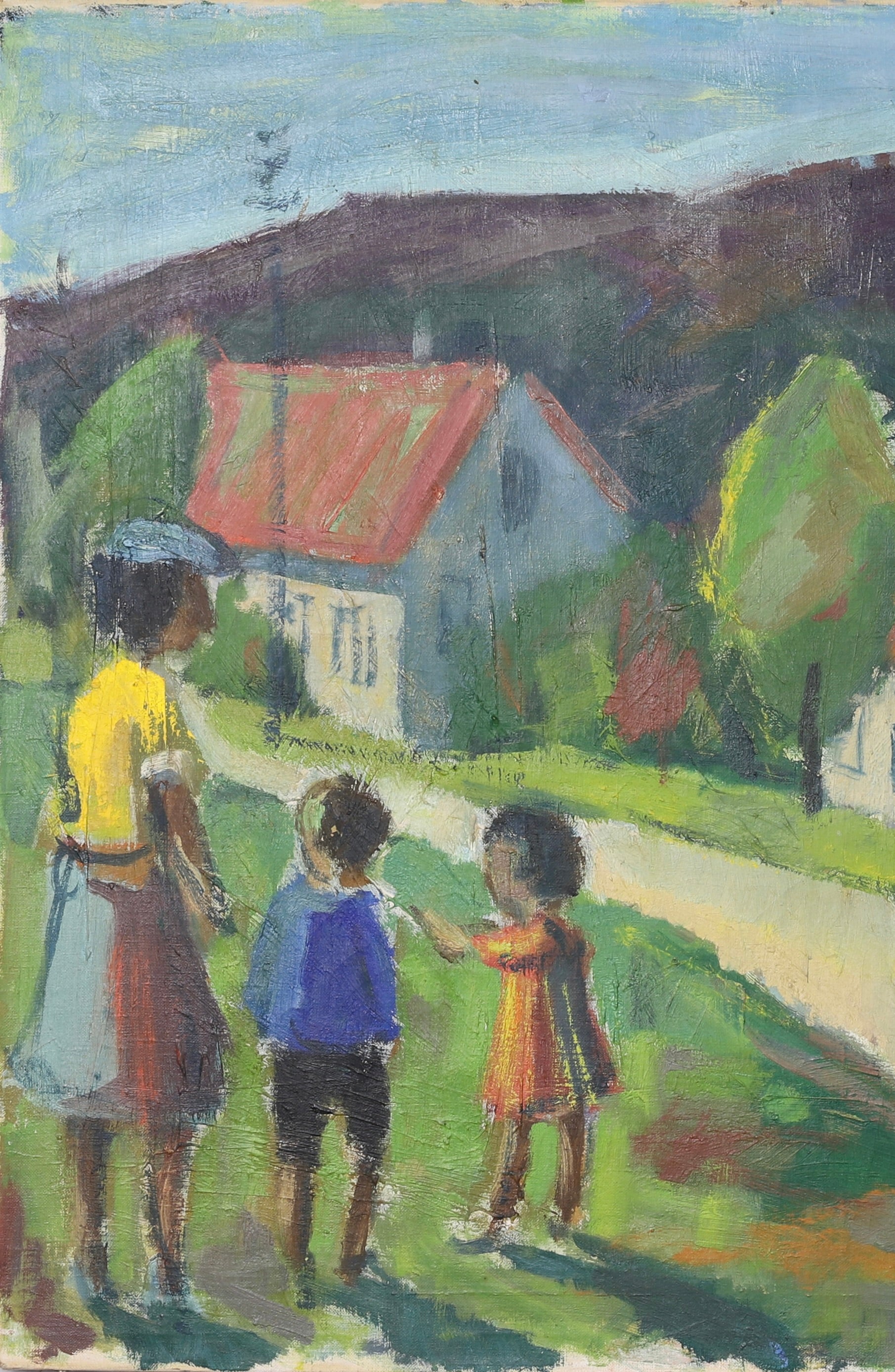 Vintage Art Room Mid Century Original Oil Painting from Sweden Wernheden