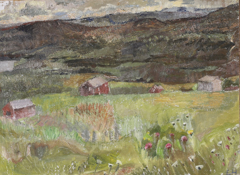 Mid Century Original Vintage Landscape Oil Painting from Sweden