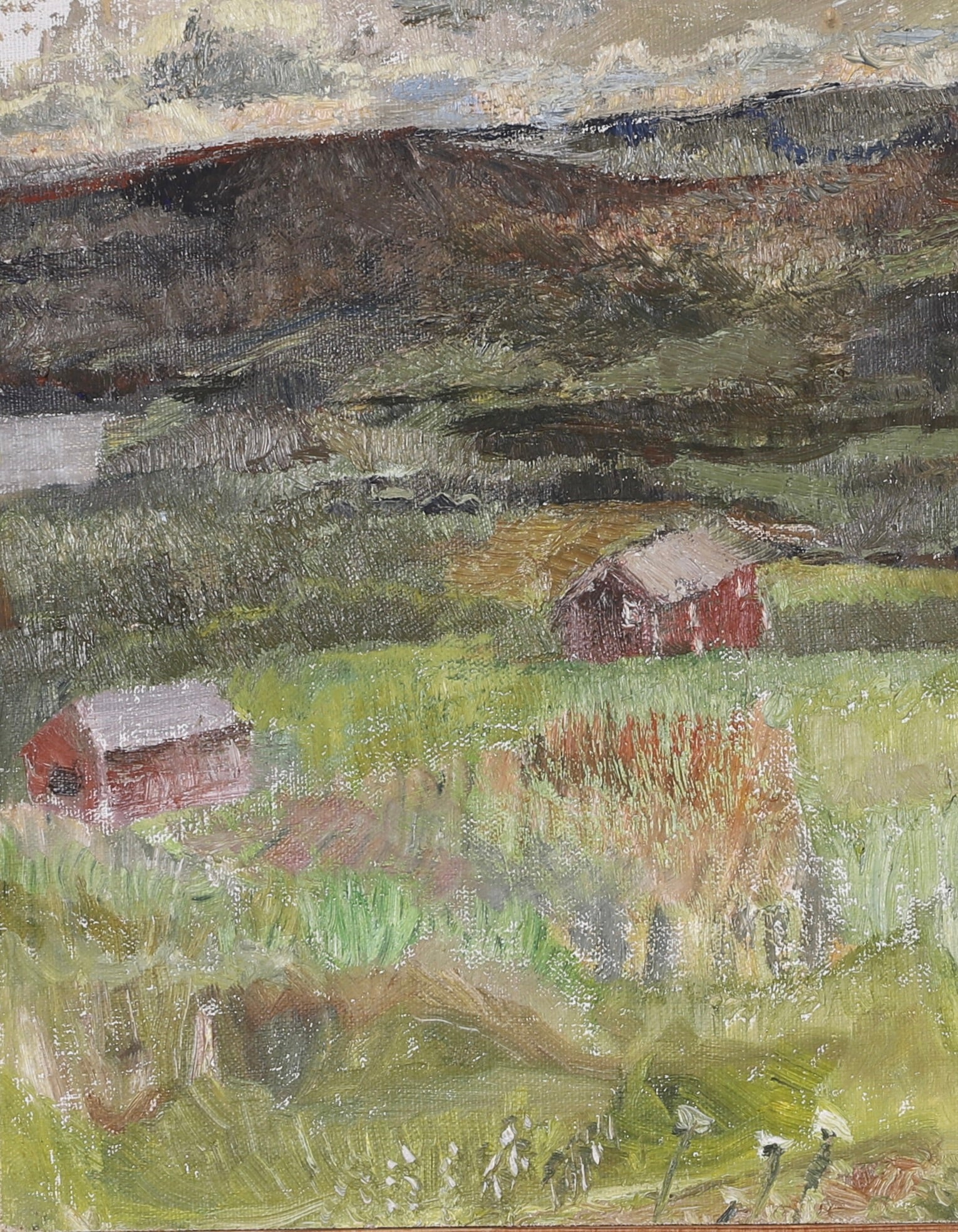 Mid Century Original Vintage Landscape Oil Painting from Sweden