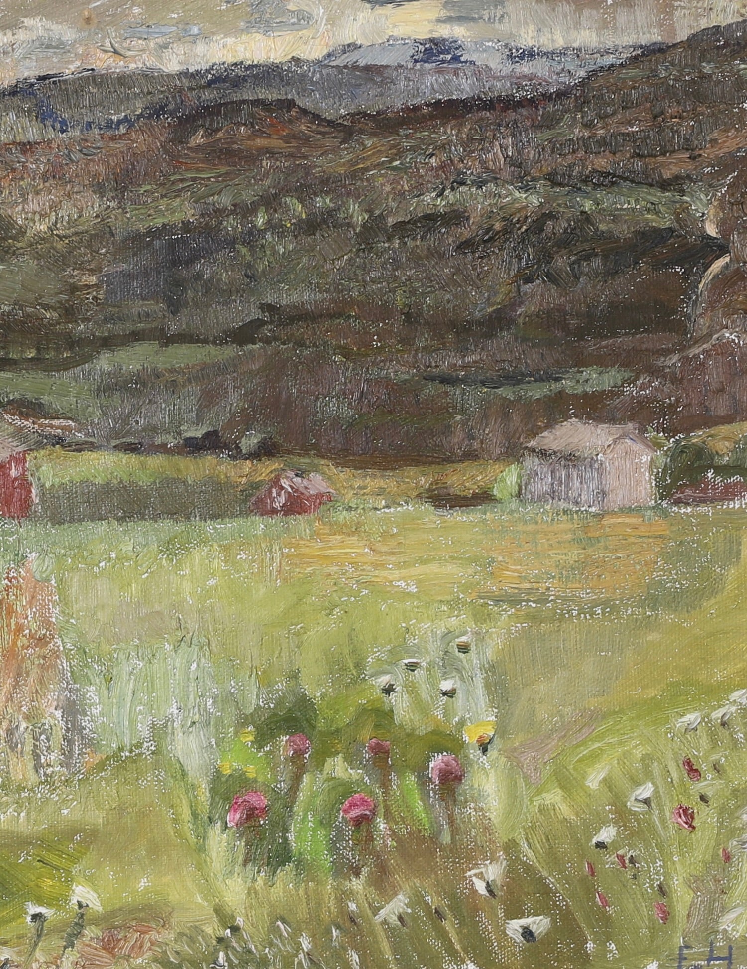 Mid Century Original Vintage Landscape Oil Painting from Sweden