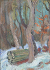 Colorful Vintage Winter Scene Original Oil Painting From Sweden