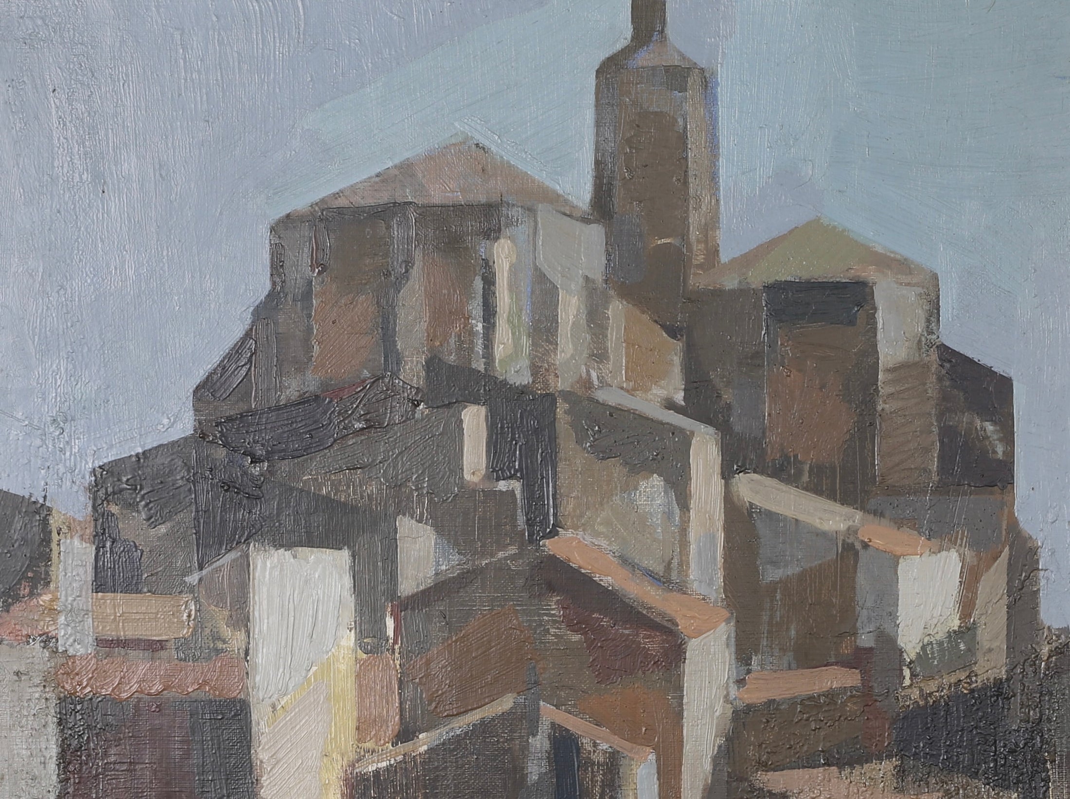 Vintage Art Original Cityscape Oil Painting  From Sweden